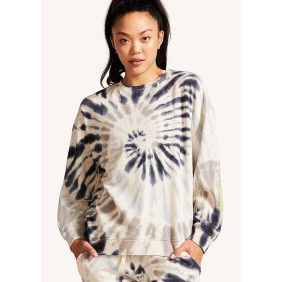 Peloton Women's Tie Dye Crew Neck Pullover Sweatshirt Size XL Multi French Terry - Picture 1 of 9